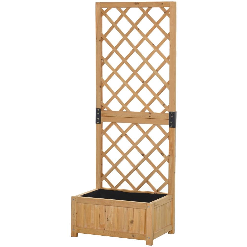 Fioriera Con Grigliato Outsunny 84x30x107cm - 3 Vasi Interni, Acciaio E Rattan, Grigio - Foto 2