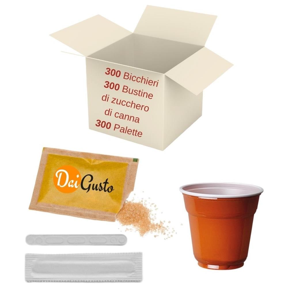 300 Bicchierini Da Caffe' 300 Bustine Di Zucchero Di Canna 300 Palette Daigusto - Foto 1