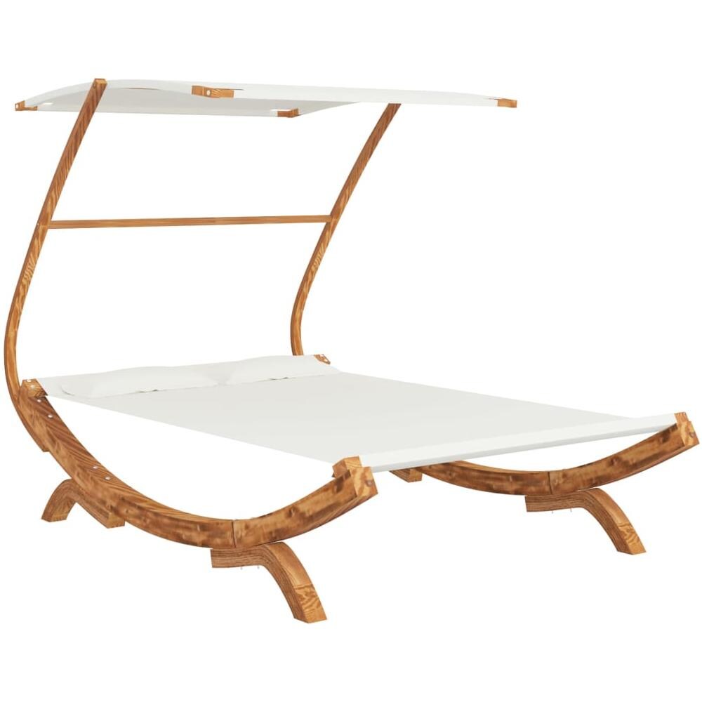 Lettino con Tettuccio 165x203x138 cm in Legno Curvato Crema - Foto 2