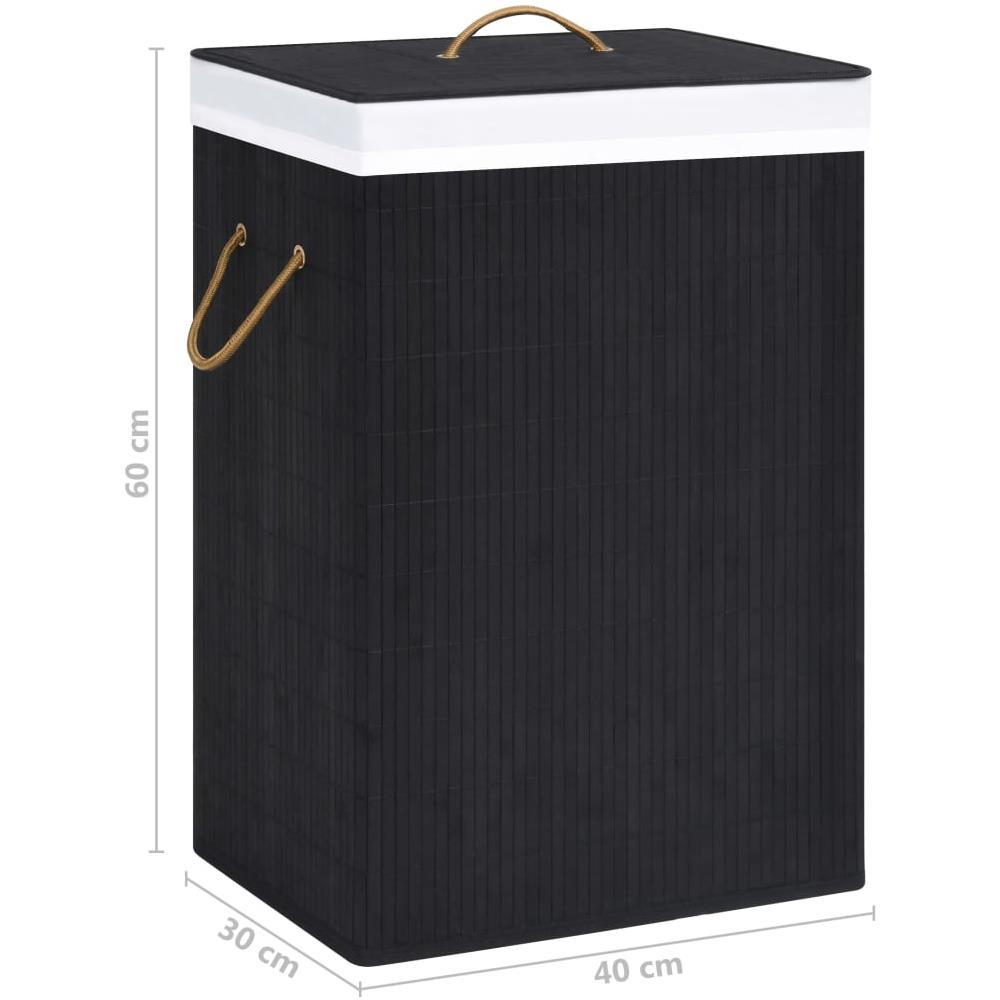 Cesto Portabiancheria in Bambù a 2 Sezioni Nero 72 L - Foto 7