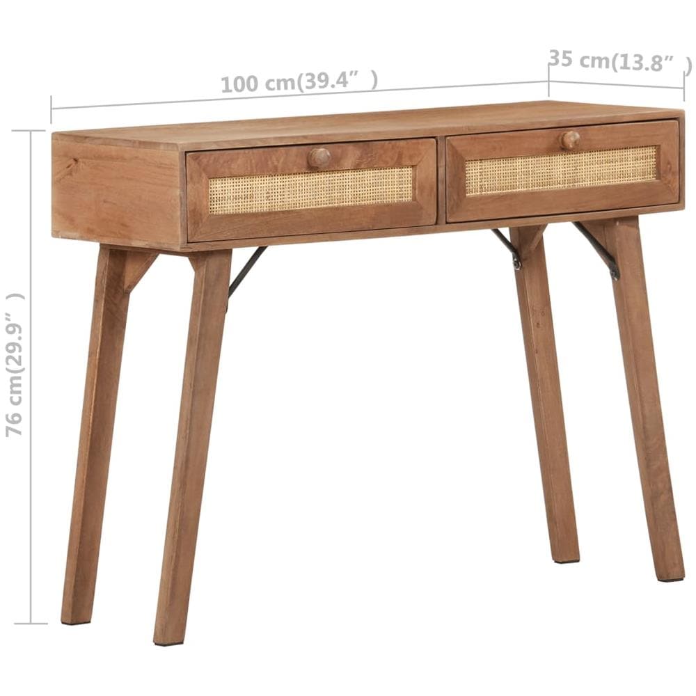 Tavolo Consolle 100x35x76 Cm In Legno Massello Di Mango - Foto 9