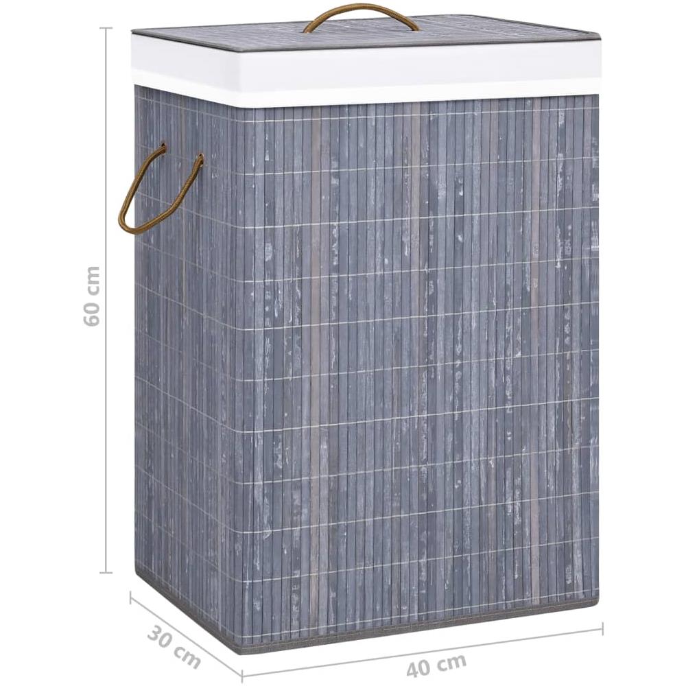 Cesto Portabiancheria in Bambù a 2 Sezioni Grigio 72 L - Foto 8