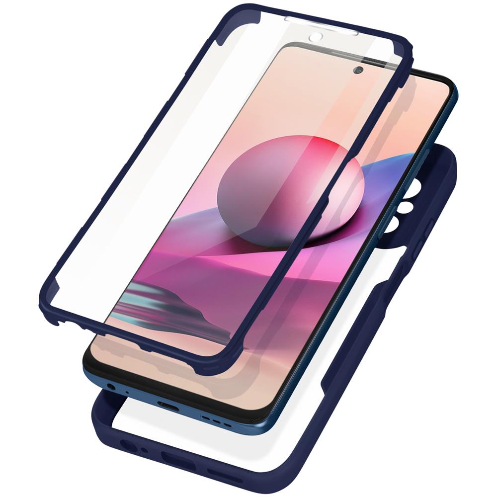 Cover Xiaomi Note 10 E Note 10s Retro Plexiglass Fronte Polimero Bordo Blu - Foto 1