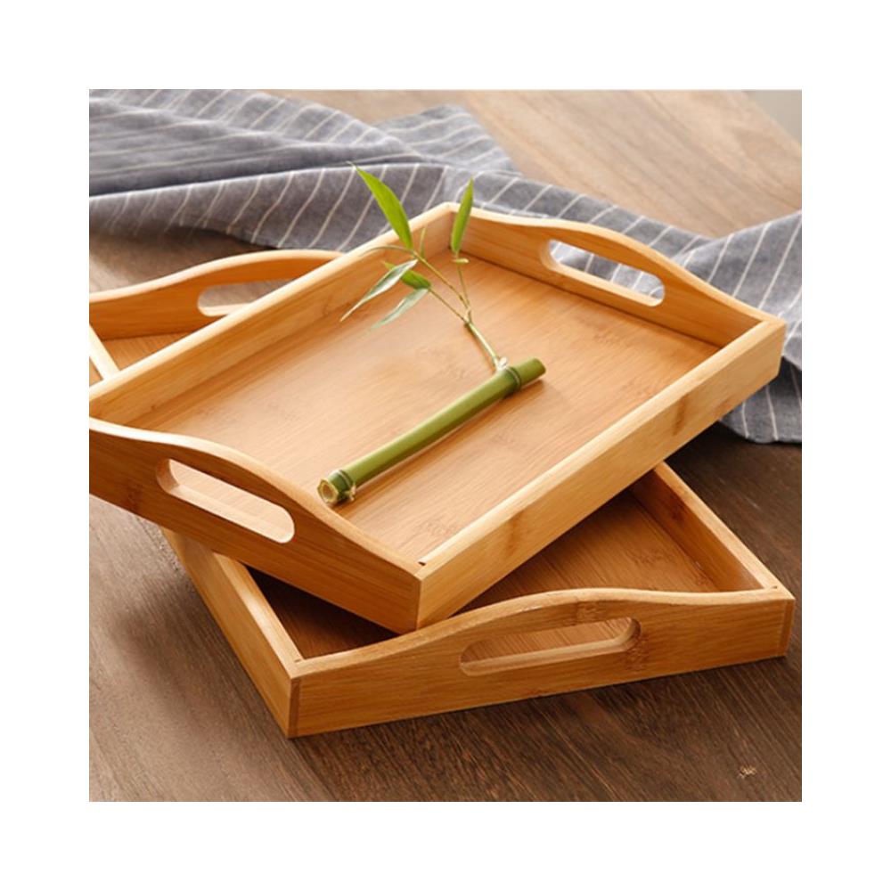 Vassoio In Bambù Con Maniglie | 38x25x5cm Per Servire Cibo | Robusto E Decorativo - Per Colazione O Cena - Foto 4