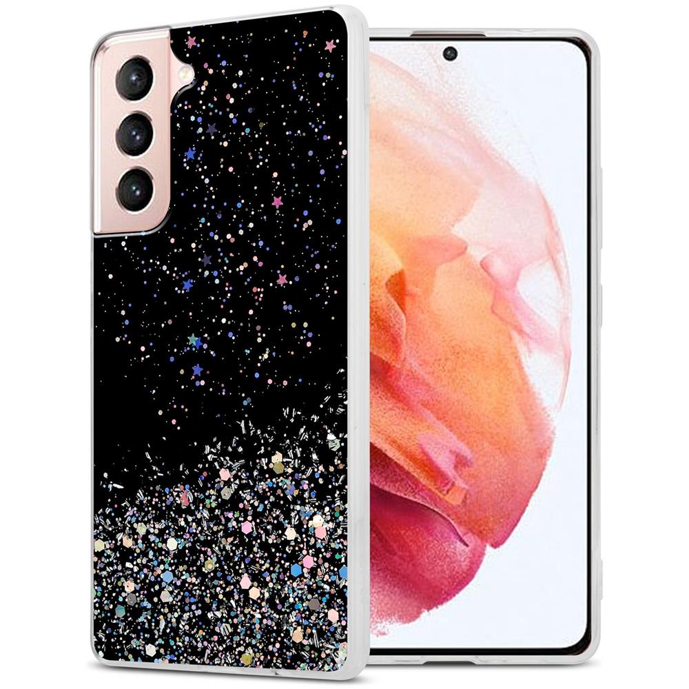 Custodia Compatibile Con Samsung Galaxy S21 5g In Nero Con Glitter - Coperchio Protettivo In Silicone Tpu Flessibile Con Glitter Scintillanti - Foto 1