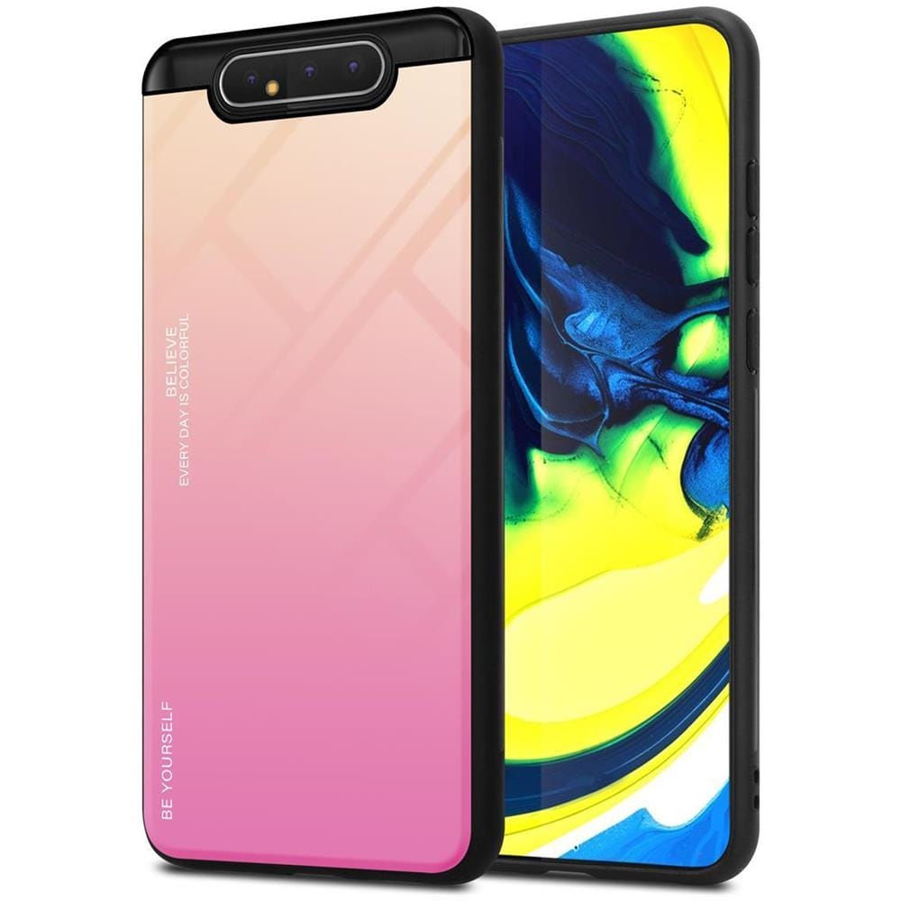 Cadorabo Custodia Compatibile Con Samsung Galaxy A80 / A90 4g In Giallo - Rosa - Coperchio Protettivo Bicolore In Vetro Temperato E Silicone Tpu - Foto 1