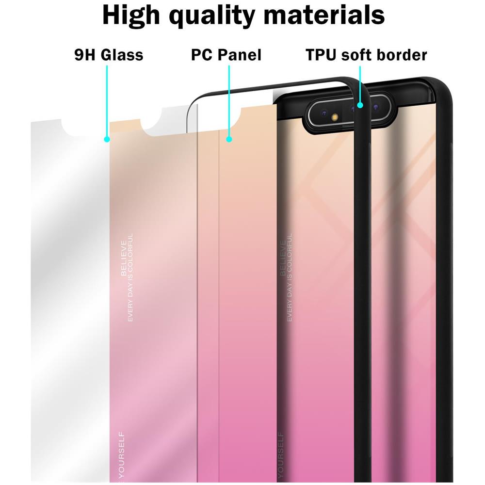 Cadorabo Custodia Compatibile Con Samsung Galaxy A80 / A90 4g In Giallo - Rosa - Coperchio Protettivo Bicolore In Vetro Temperato E Silicone Tpu - Foto 7