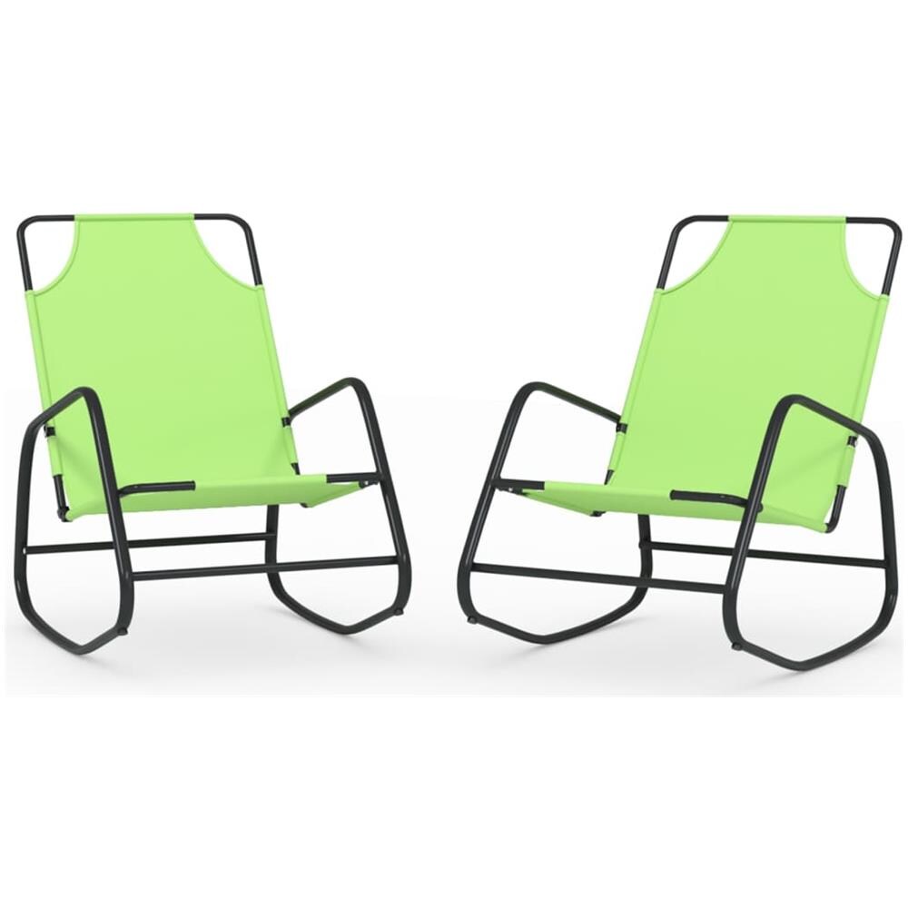 Lettini Prendisole A Dondolo 2 Pz In Acciaio E Textilene Verde - Foto 2