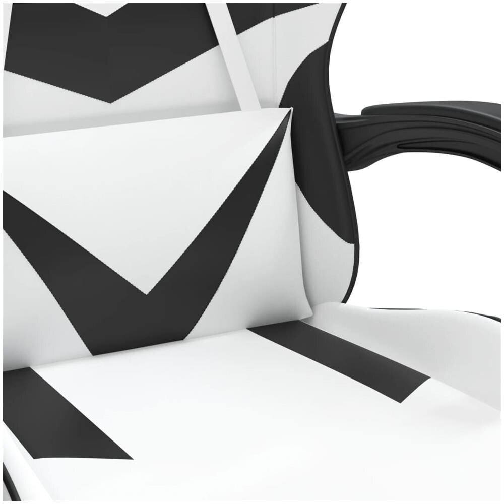 Sedia Da Gaming Con Poggiapiedi Bianco E Nero In Similpelle - Foto 2