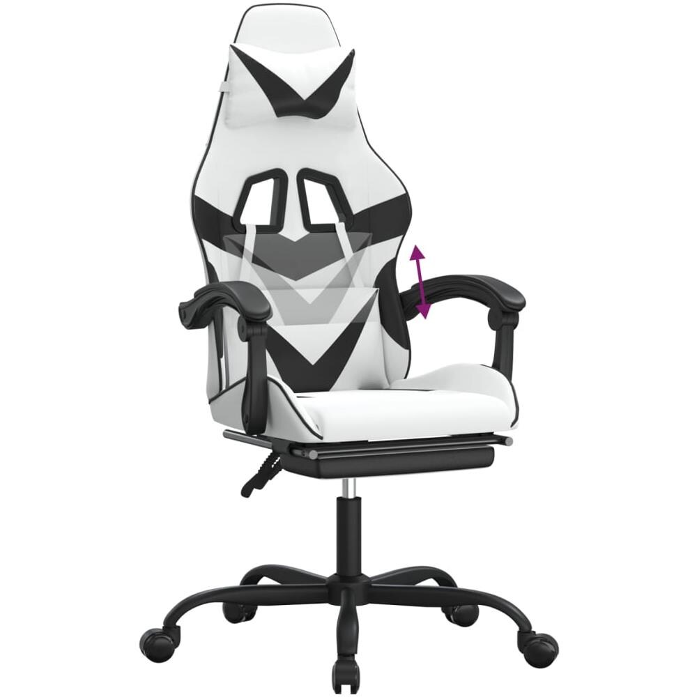 Sedia Da Gaming Con Poggiapiedi Bianco E Nero In Similpelle - Foto 10