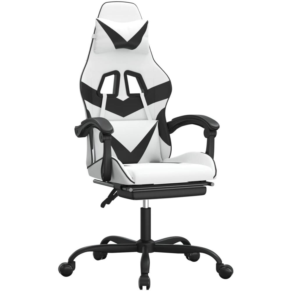 Sedia Da Gaming Con Poggiapiedi Bianco E Nero In Similpelle - Foto 1