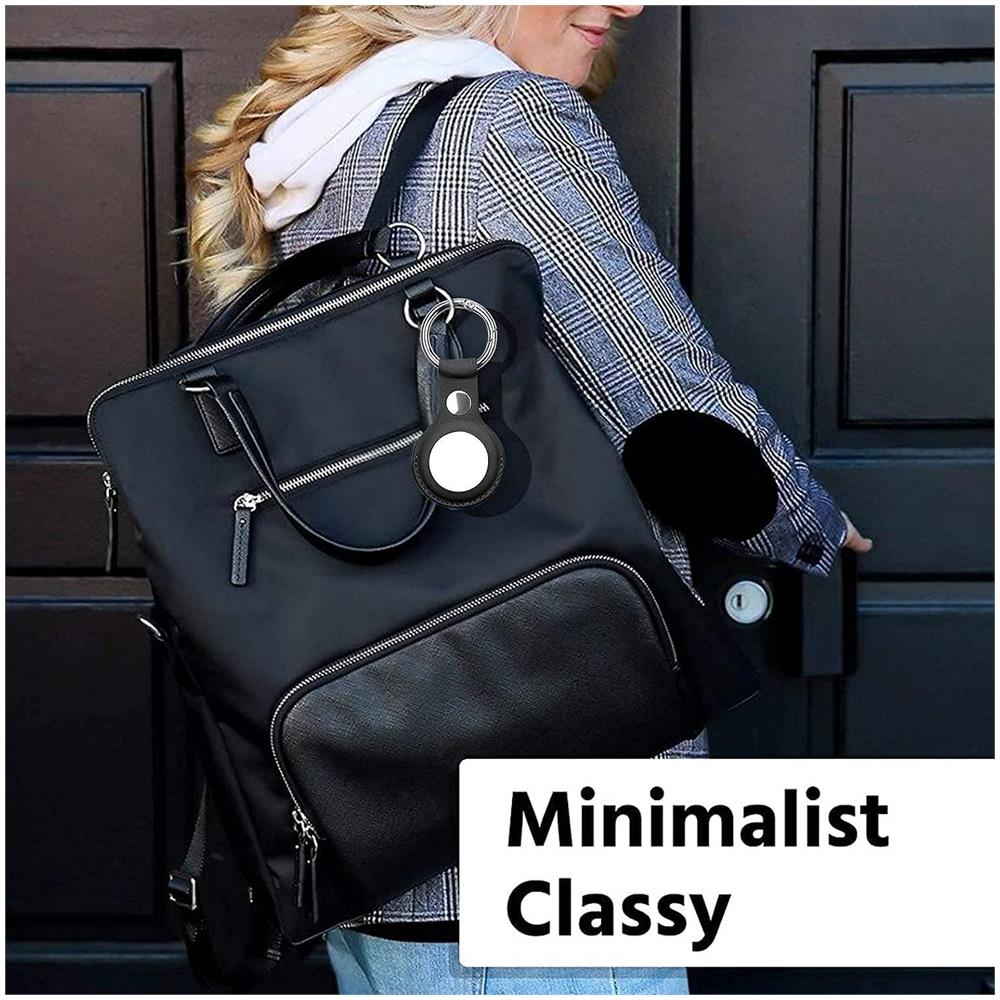 Custodia Airtag Con Portachiavi In Pelle Sintetica Nera Confezione Da 4 - Foto 2