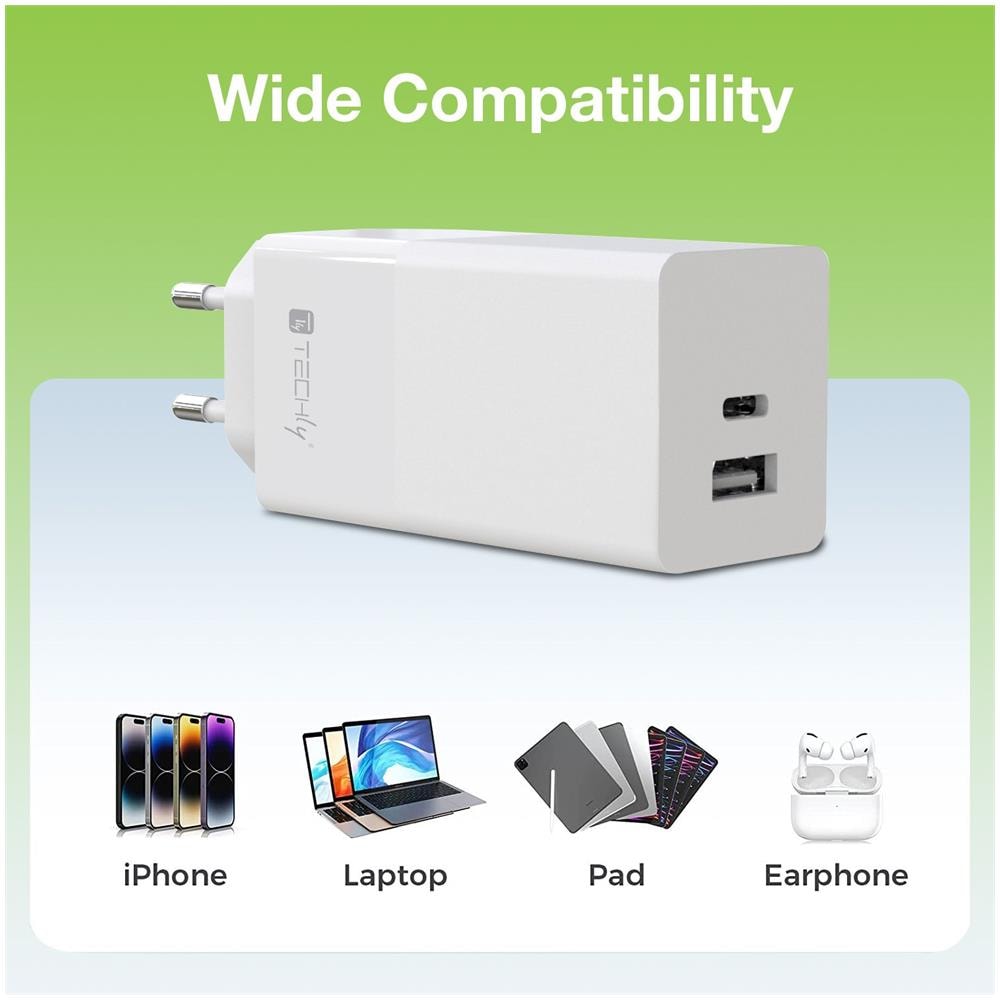 Caricatore Alimentatore Usb-c E Usb-a Da Muro 100w Per Smartphone O Tablet - Foto 2