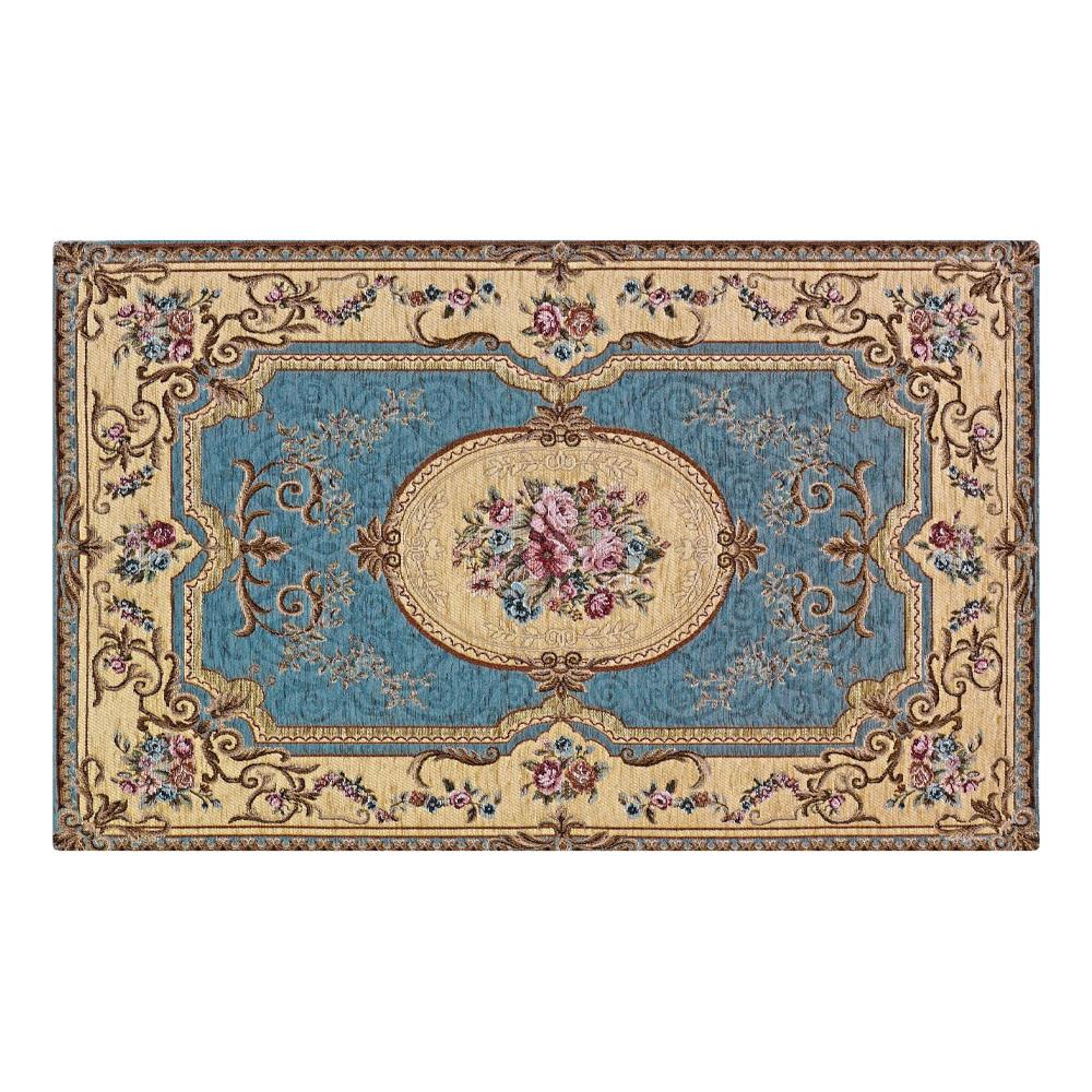 Tappeto Salotto Camera Velour Antiscivolo Mod. Abusson Suardi Vari Colori 65x110cm (set 2) Azzurro - Foto 1