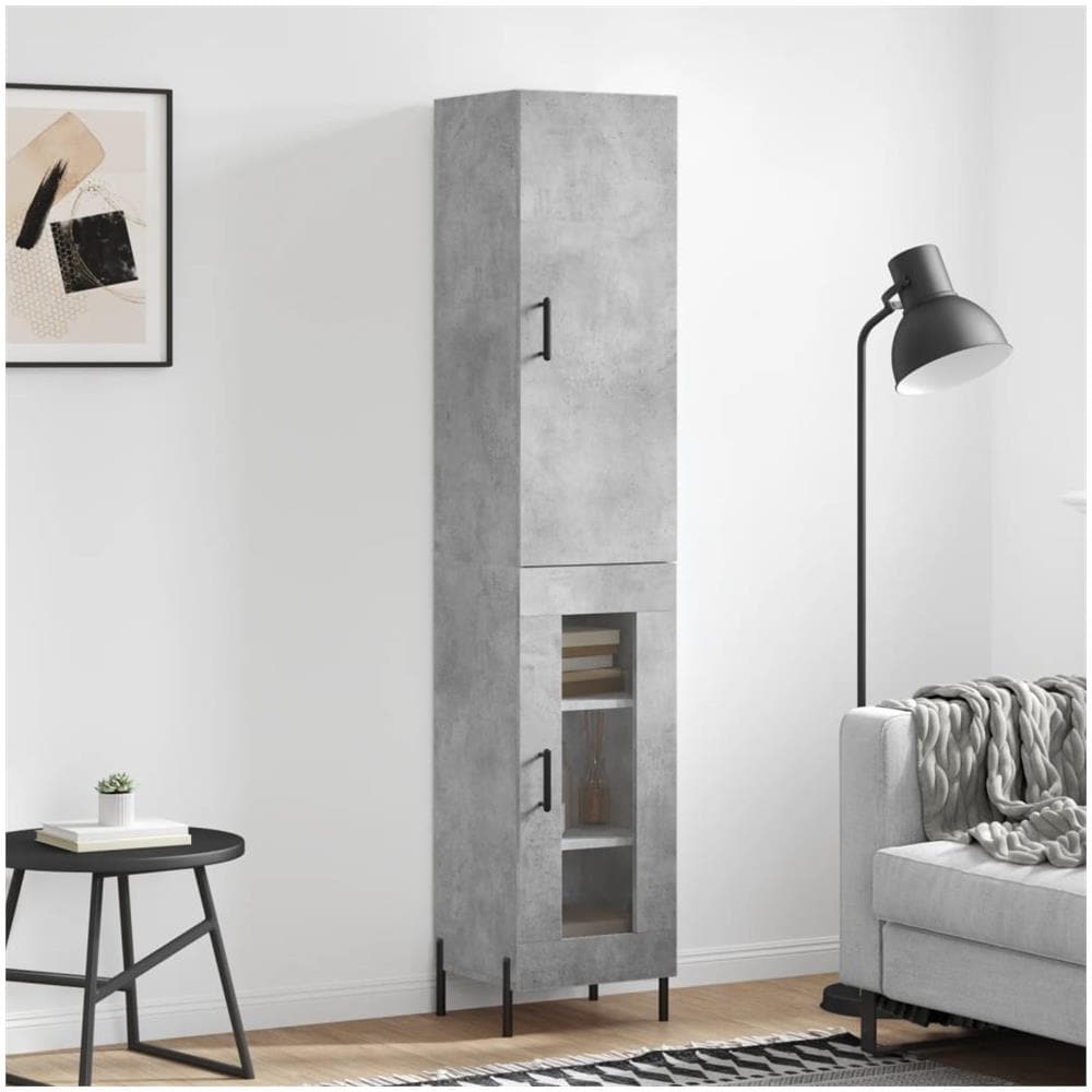 Credenza Grigio Cemento 34,5x34x180 Cm In Legno Multistrato - Foto 1