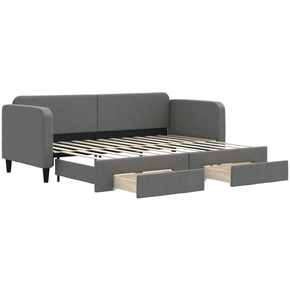 Divano Letto Estraibile Cassetti Grigio Scuro 80x200cm Tessuto - Foto 1