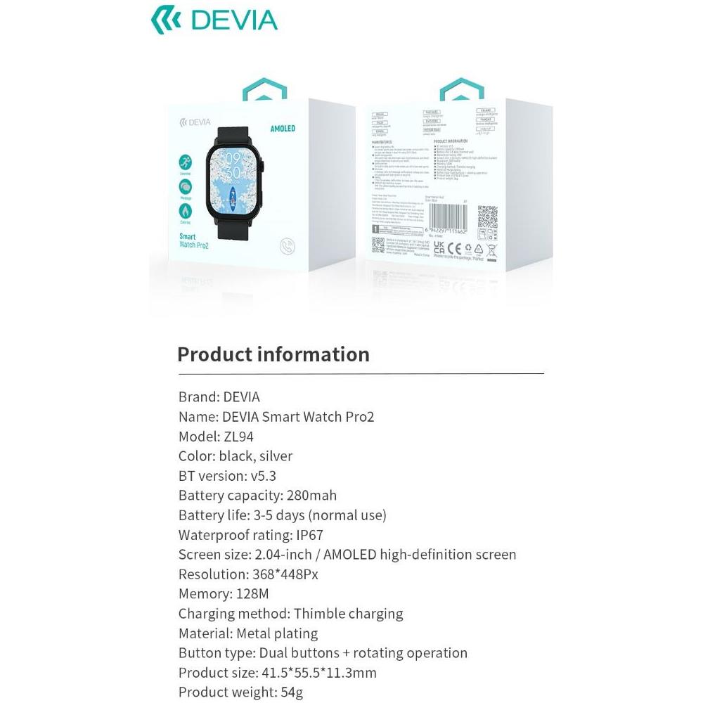 Smart Watch AMOLED Pro2 IP67 modello ZL94 Silver - Foto 3