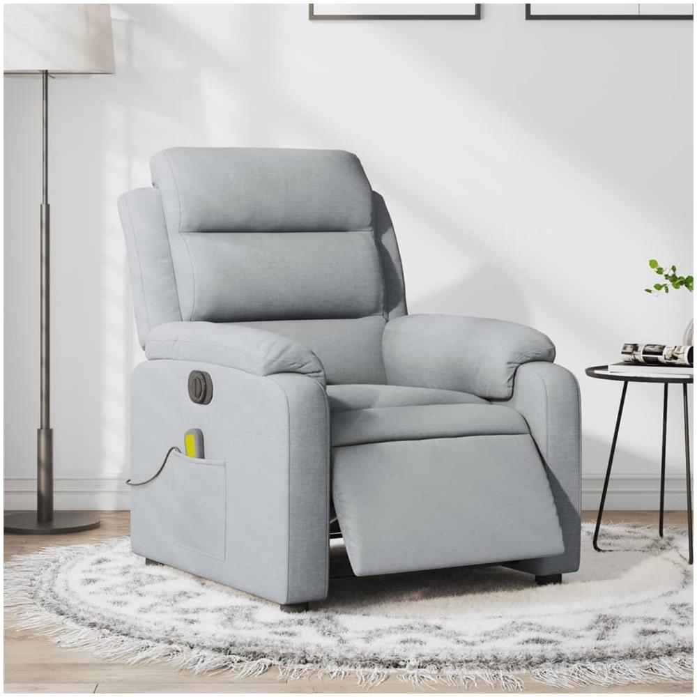 Poltrona Reclinabile Massaggio Elettrica Grigio Chiaro Tessuto - Foto 2