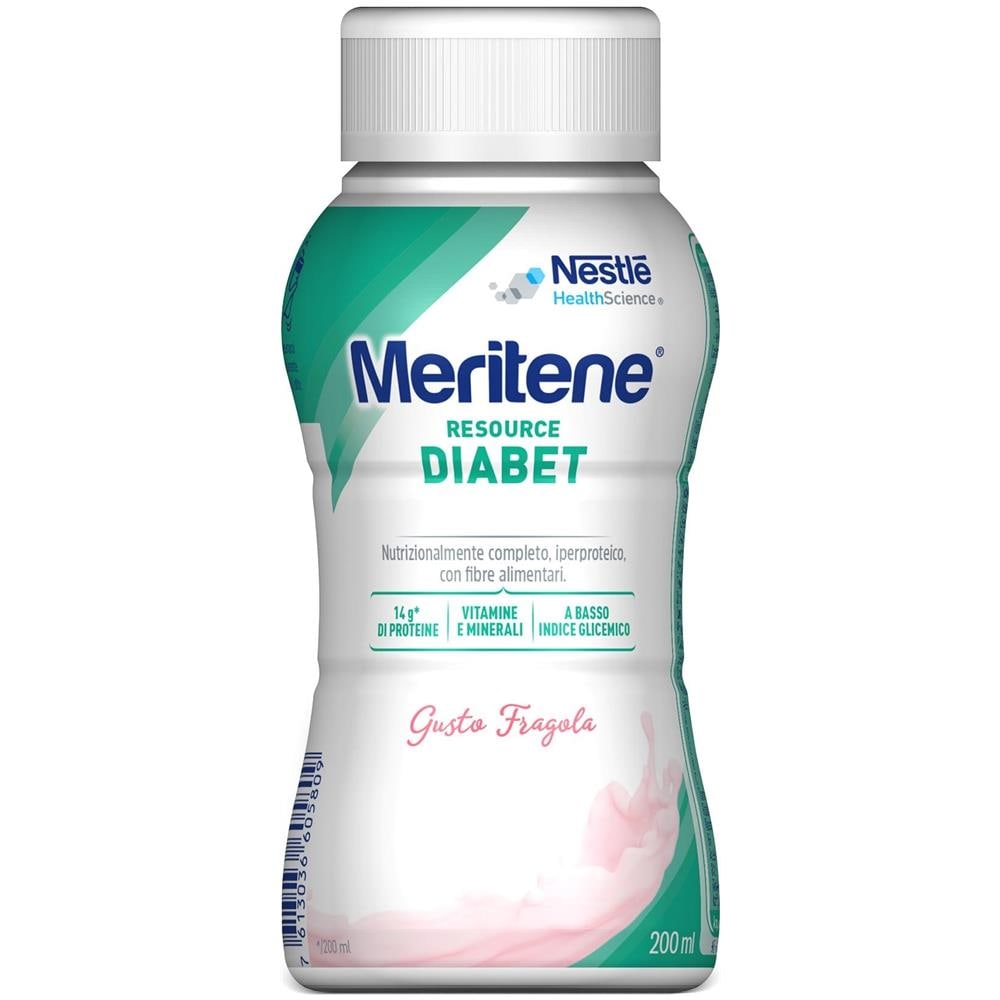 Meritene Resource Diabet Fragola Alimento Iperproteico 28 Vitamine e Minerali 200 ml - Foto 1