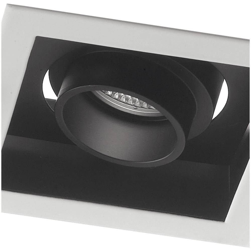Incasso Quadrato Orientabile Bianco Nero Satinato Soffitto Ribassato Faretto Led 10 Watt Luce Calda Intec Inc-apollo-1x10c - Foto 2