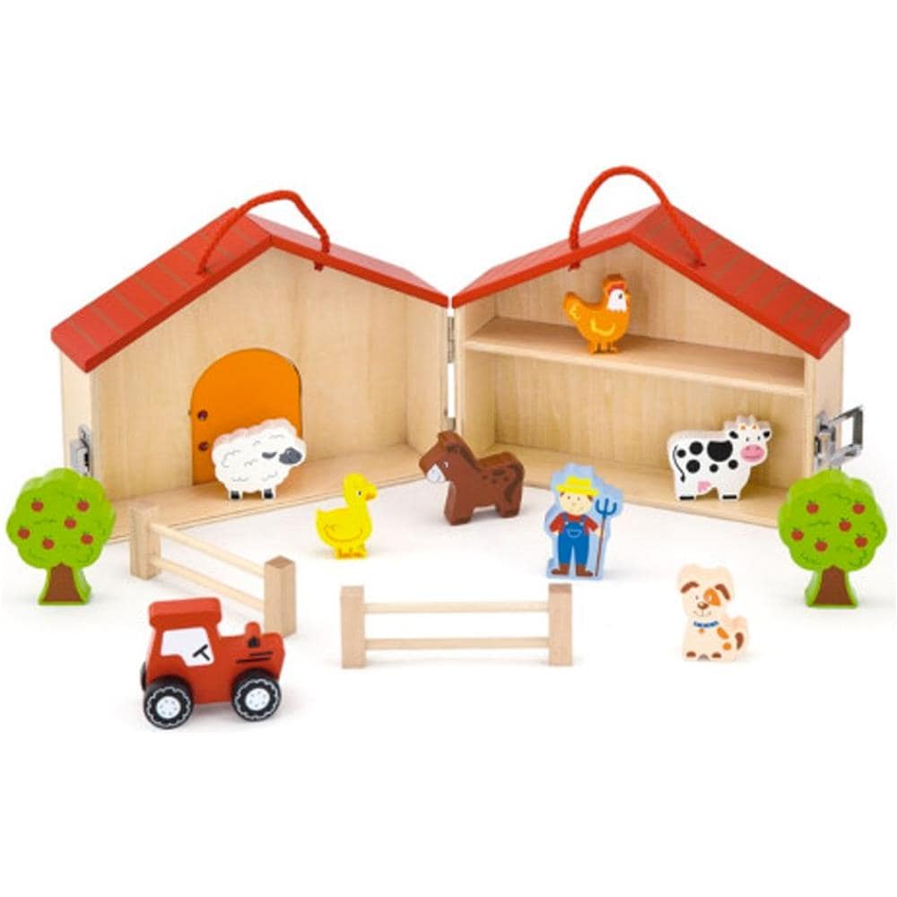 Valigetta Playset Animali Fattoria In Legno Con Personaggi E Accessori Gioco - Foto 1
