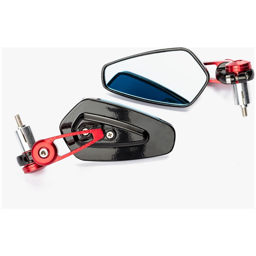Specchietti 22mm Manubrio Moto Retrovisori Metallo Universali Ovali Rosso - Foto 1