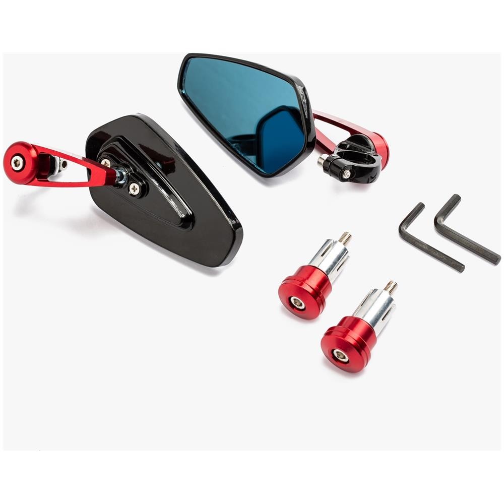 Specchietti 22mm Manubrio Moto Retrovisori Metallo Universali Ovali Rosso - Foto 2