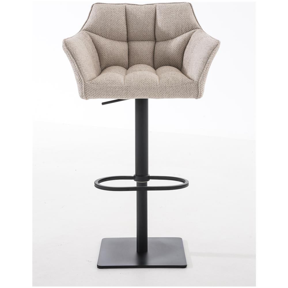 Sgabello Alto Bar Damaso I Sgabello Design Cucina Trapuntato in Tessuto con Braccioli E Schienale Imbottiti l Sedia Sgabello Bar Pub con Poggiapiedi Avorio Nero - Foto 2