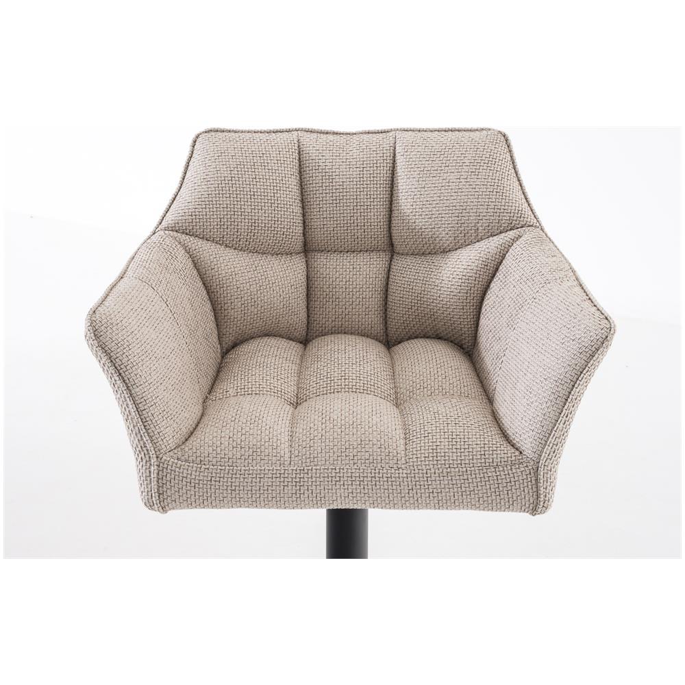 Sgabello Alto Bar Damaso I Sgabello Design Cucina Trapuntato in Tessuto con Braccioli E Schienale Imbottiti l Sedia Sgabello Bar Pub con Poggiapiedi Avorio Nero - Foto 5