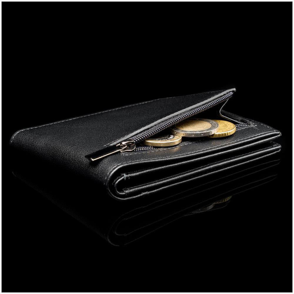 Portafoglio da uomo in pelle premium, ""Clever"", Nero con scomparto per monete - Foto 2