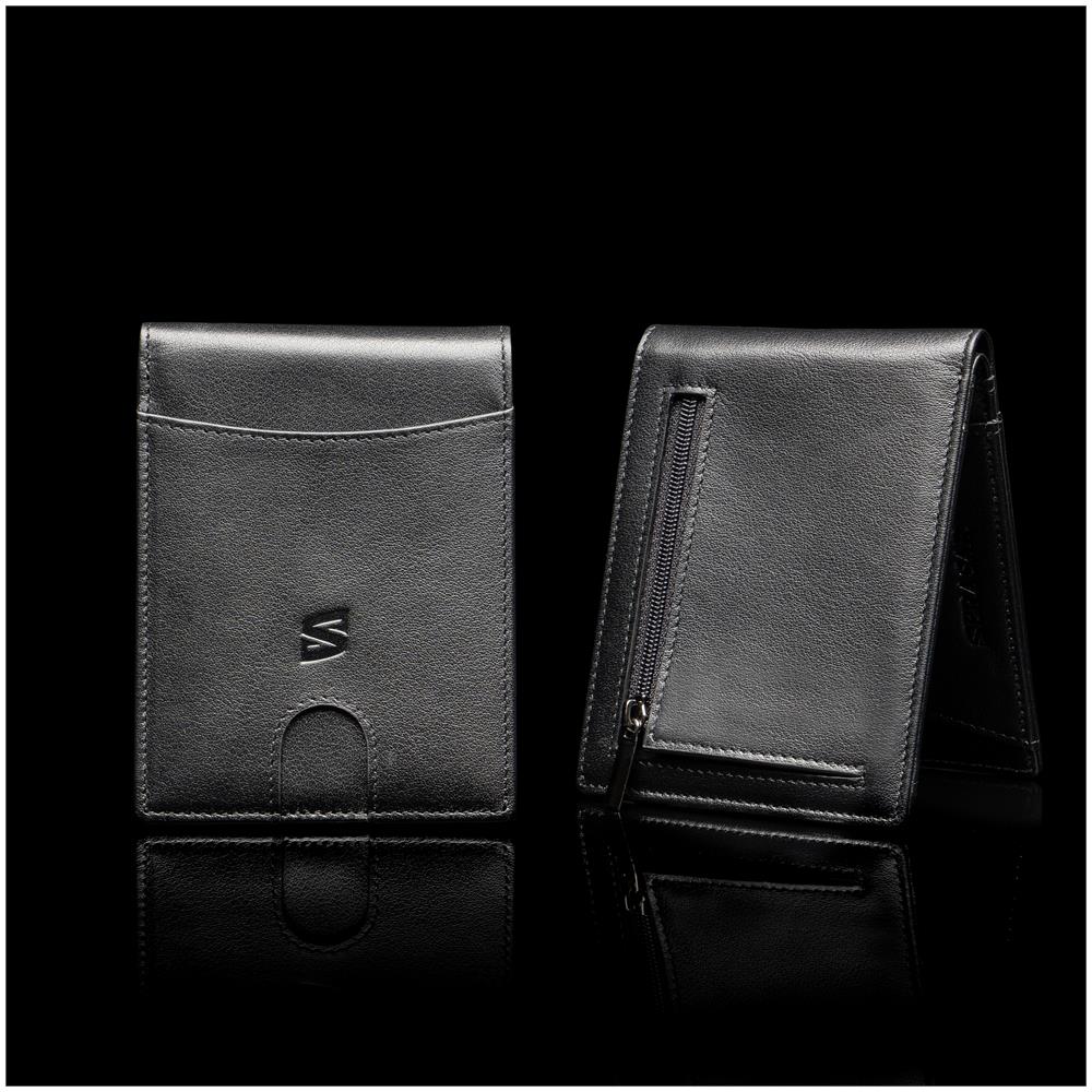 Portafoglio da uomo in pelle premium, ""Clever"", Nero con scomparto per monete - Foto 6