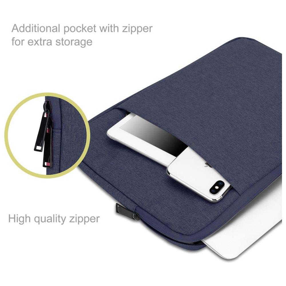 Cadorabo Borsa Di Protezione Per Computer Portatile / Tablet Da 14 Pollici In Blu Scuro - Borsa Per Computer Portatile In Tessuto Con Fodera In Velluto E Scomparto Con Zip Antigraffio - Foto 2