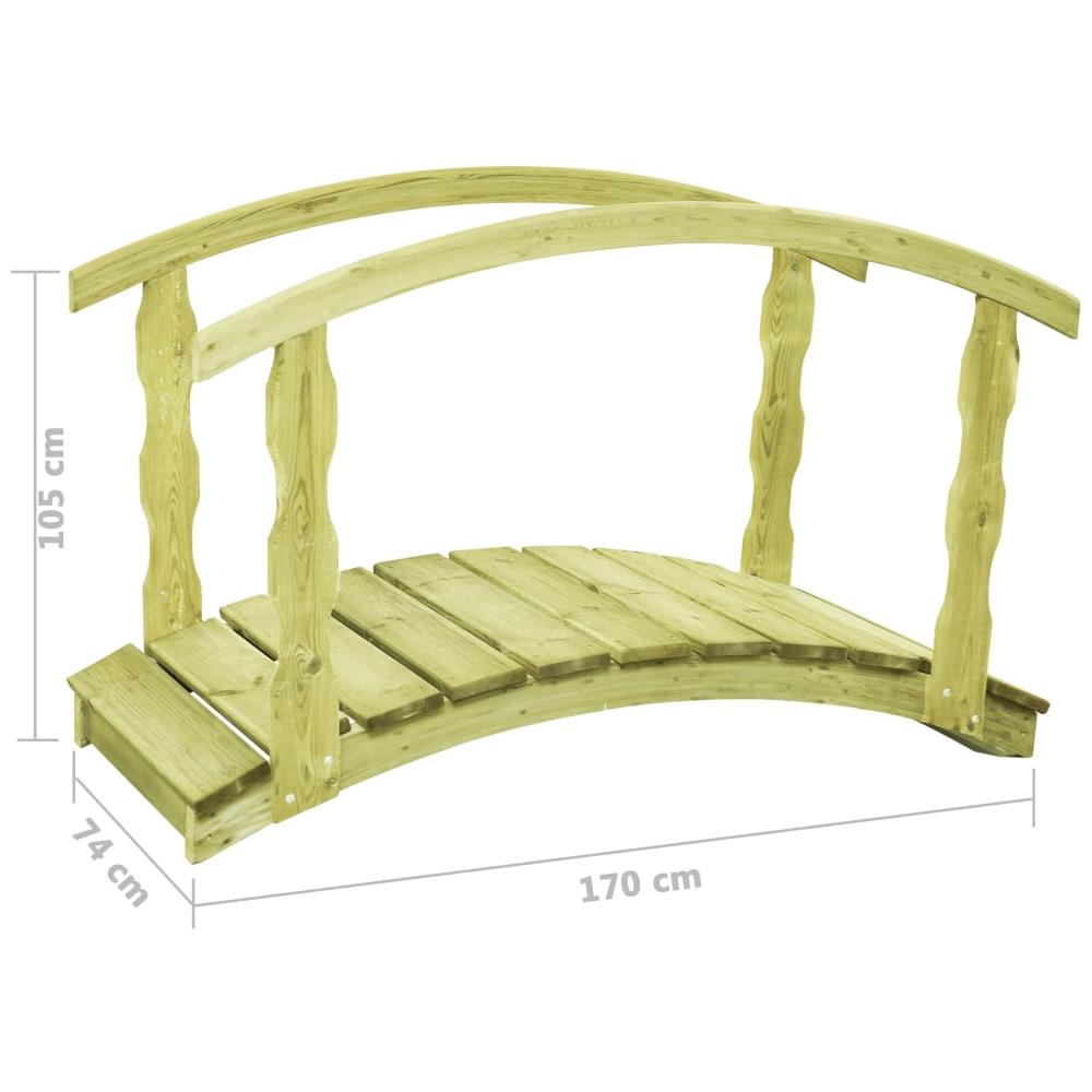 Ponte Giardino Con Corrimano 170x74x105 Cm In Pino Impregnato - Foto 5