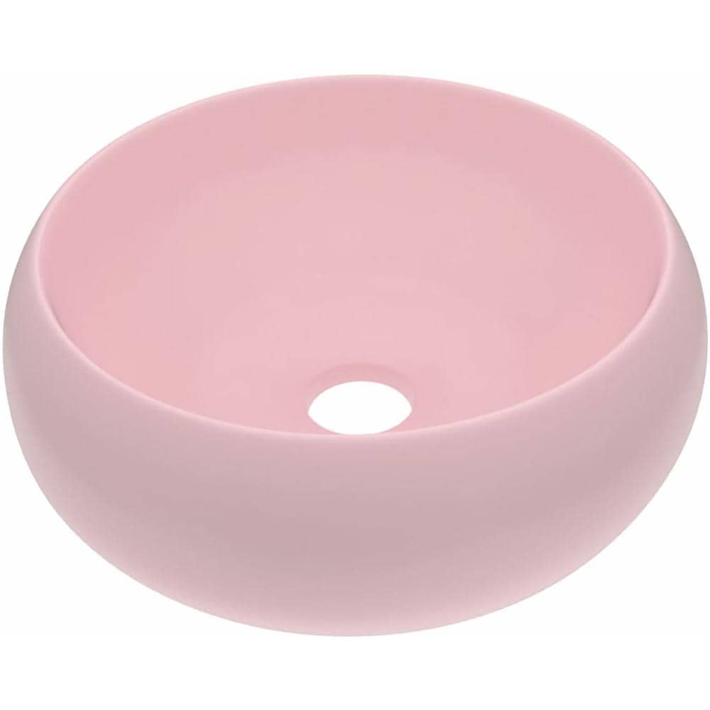 Lavandino Lusso Rotondo Rosa Opaco 40x15 cm in Ceramica - Foto 1