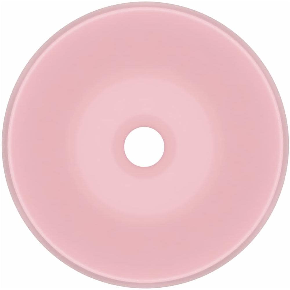 Lavandino Lusso Rotondo Rosa Opaco 40x15 cm in Ceramica - Foto 2