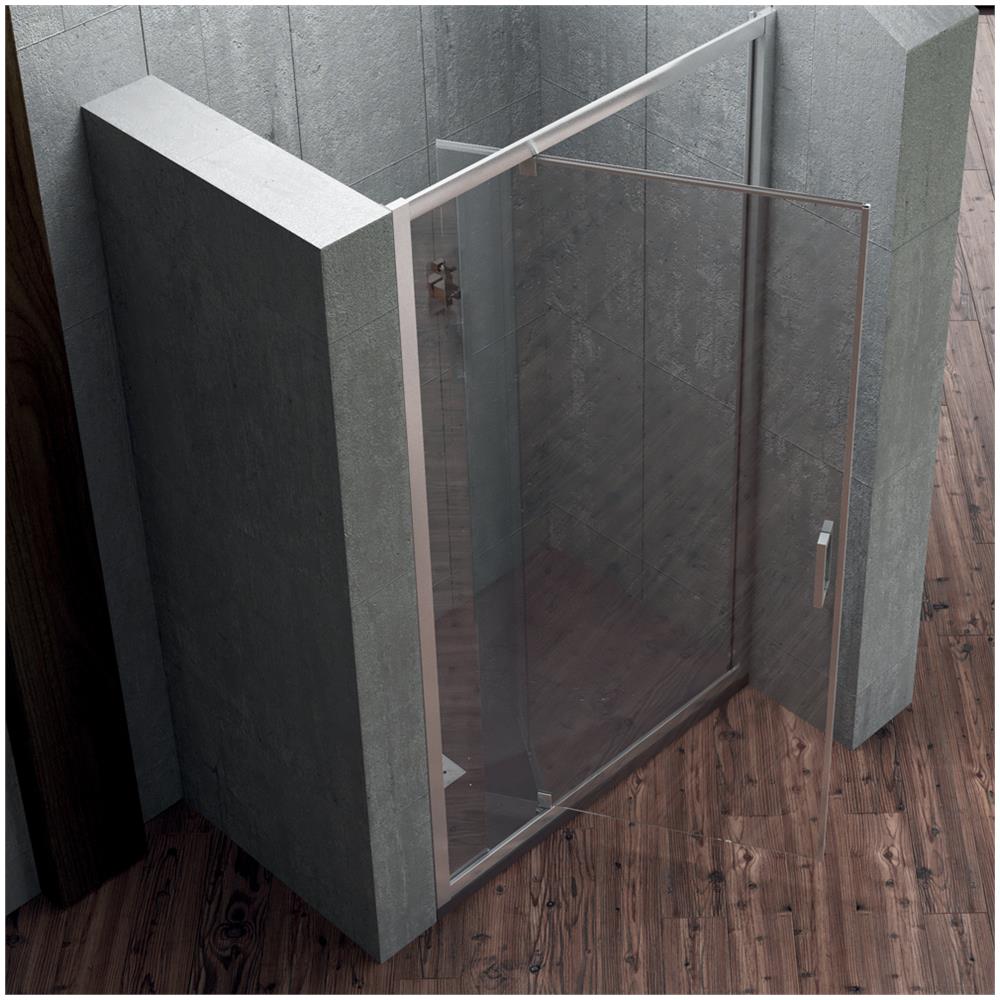 Porta Doccia Battente Swing Per Box Nicchia Cristallo Temprato *** Misure : 116-120xh195 Cm Trasparente - Foto 1