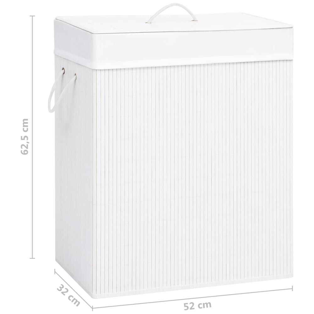 Cesto Portabiancheria in Bambù a 2 Sezioni Bianco 100 L - Foto 11