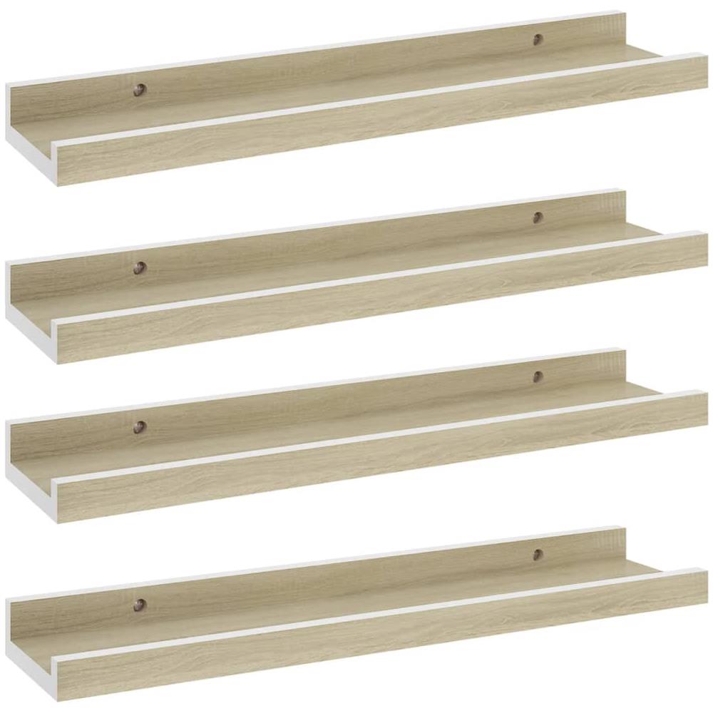 Mensole Da Parete 4 Pz Bianco E Rovere Sonoma 40x9x3 Cm - Foto 1