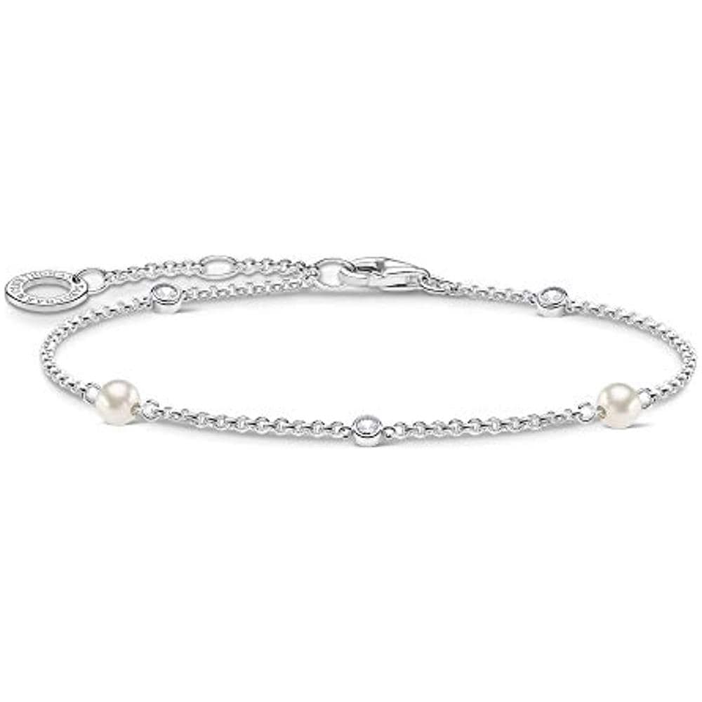 , Bracciale In Argento Sterling 925, Con Pietre Bianche, Lunghezza 16-19 Cm (1)  - Foto 1
