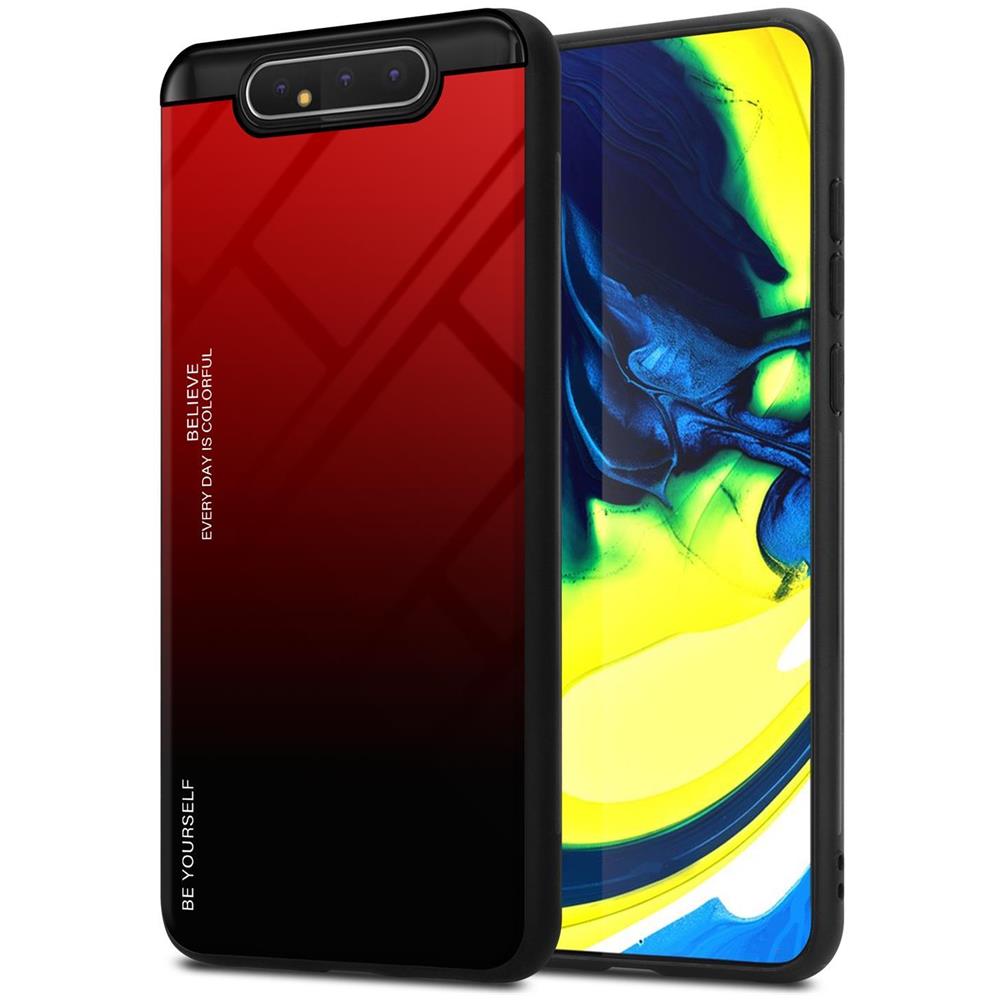 Custodia Compatibile Con Samsung Galaxy A80 / A90 4g In Rosso - Nero - Coperchio Protettivo Bicolore In Vetro Temperato E Silicone Tpu - Foto 1