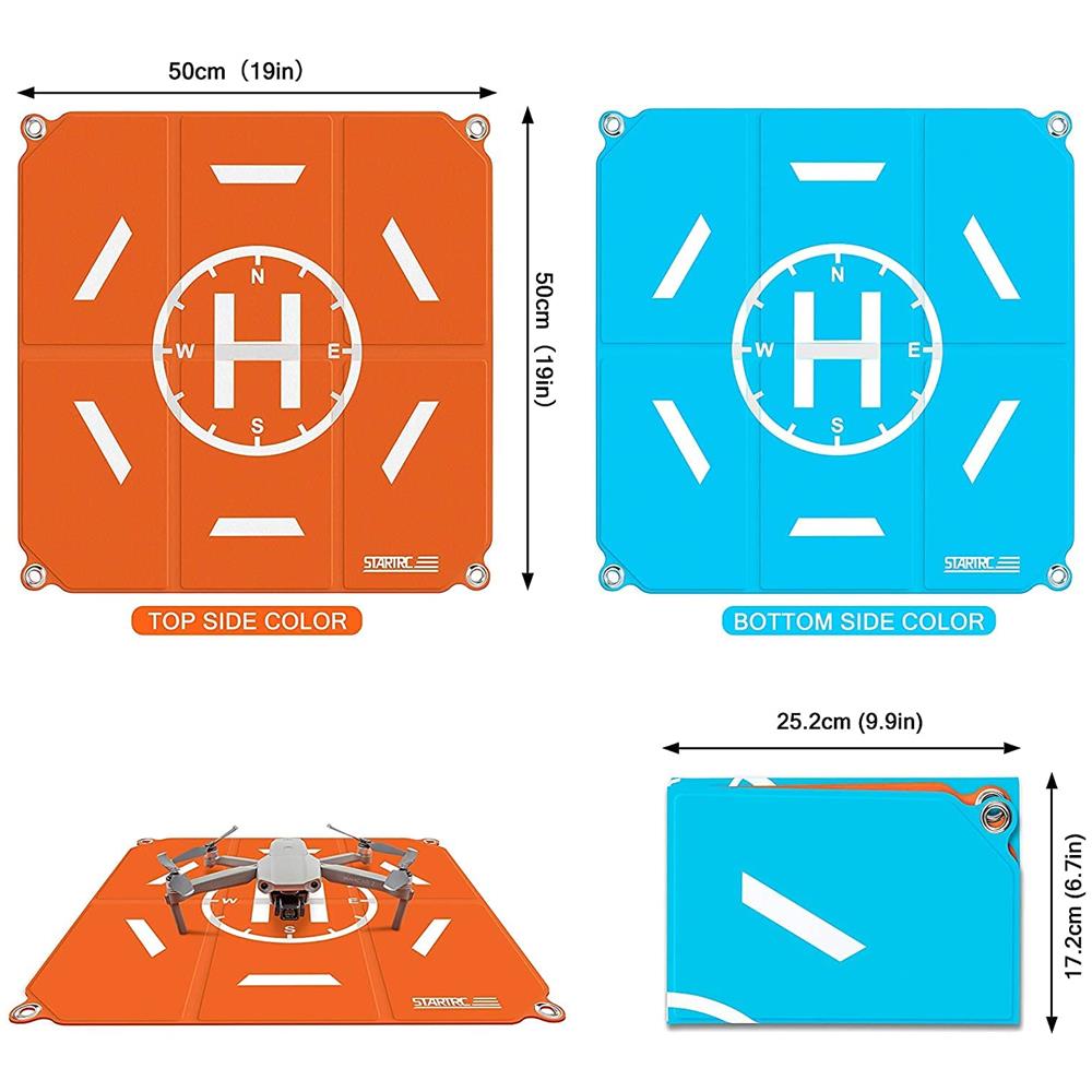 Drone Landing Pad, 50cm (19”) Portatile Universale Pieghevole Veloce Helipad Tappeto Di Atterraggio Per Dji Air 2s / Mavic Mini 2 / Mavic Air 2 / Mavic 2 / fimi X8se / dji Fpv Drone - Foto 2