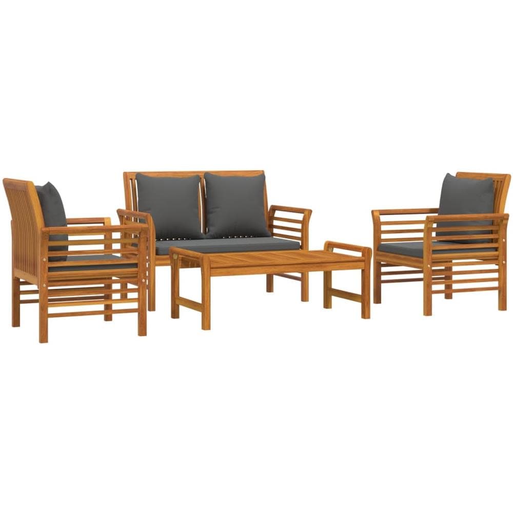 Set Divani Da Giardino 4pz Con Cuscini In Legno Massello Acacia - Foto 3