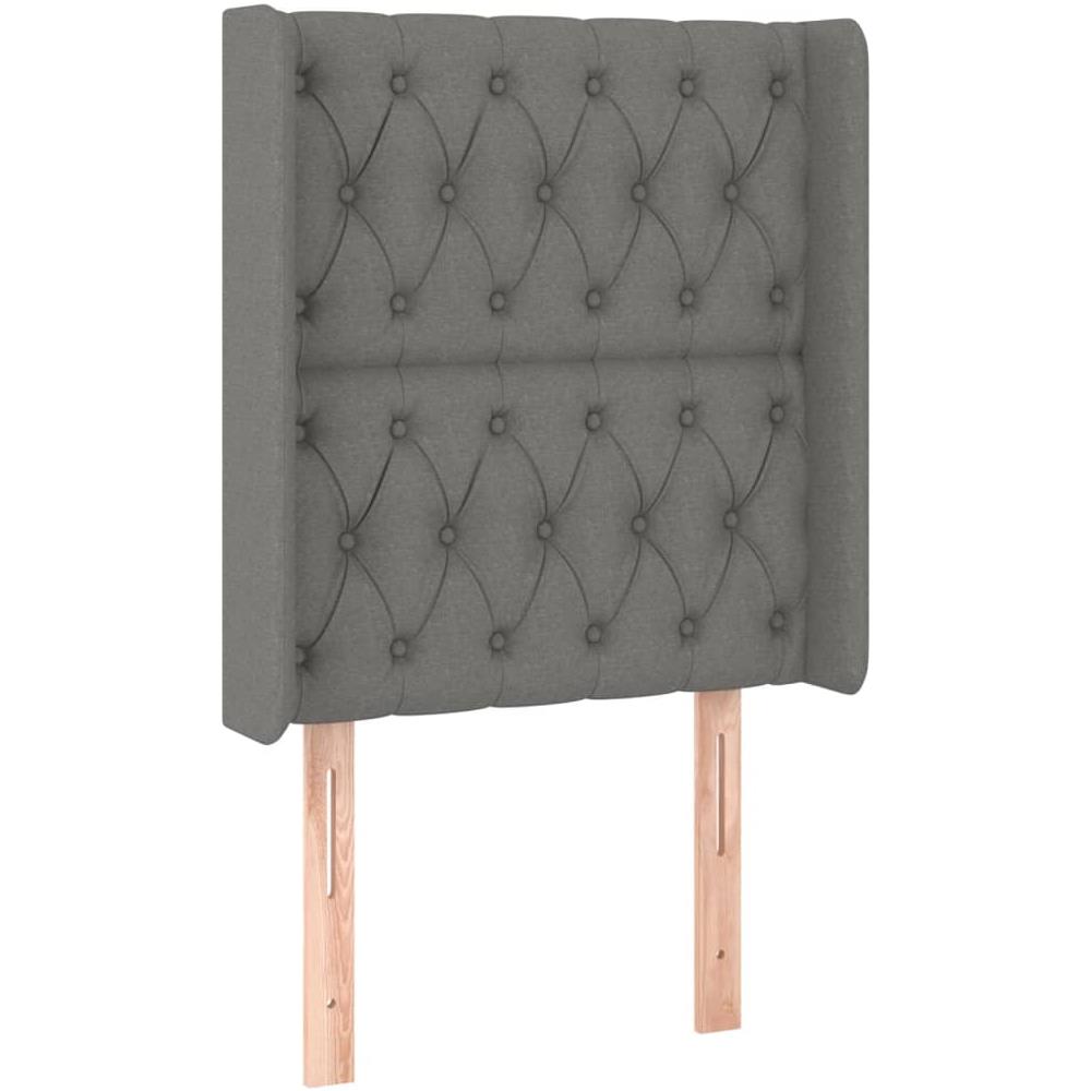 Testiera Ad Orecchio Grigio Scuro 83x16x118/128 Cm In Tessuto - Foto 2