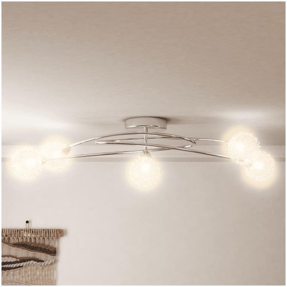 Lampada Da Soffitto Con Paralumi In Rete Per 5 Luci Led G9 - Foto 3