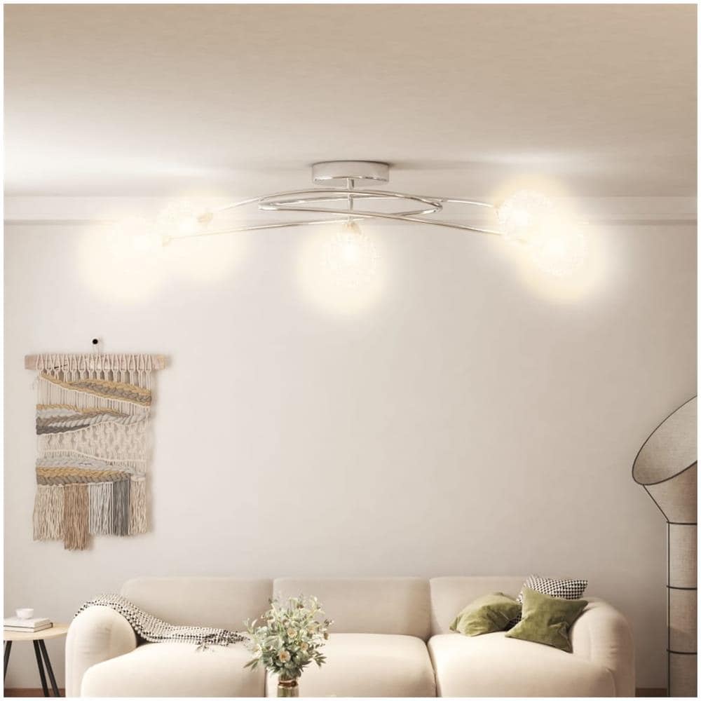 Lampada Da Soffitto Con Paralumi In Rete Per 5 Luci Led G9 - Foto 1