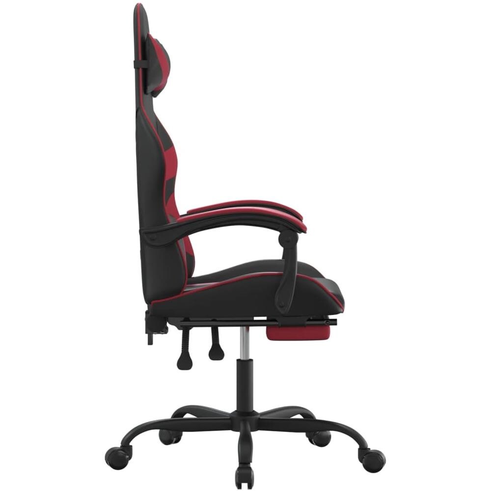 Sedia Da Gaming Con Poggiapiedi Nero E Rosso Vino In Similpelle - Foto 2