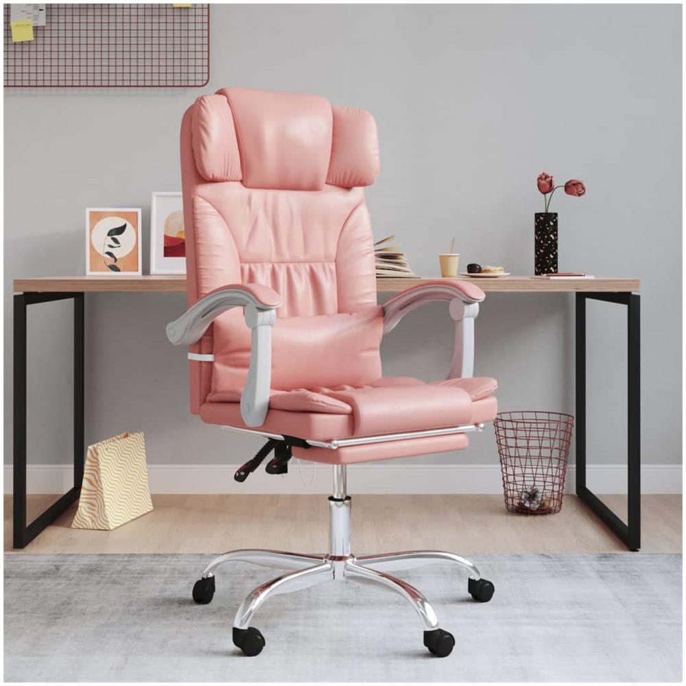 Poltrona Da Ufficio Reclinabile Rosa In Similpelle - Foto 1