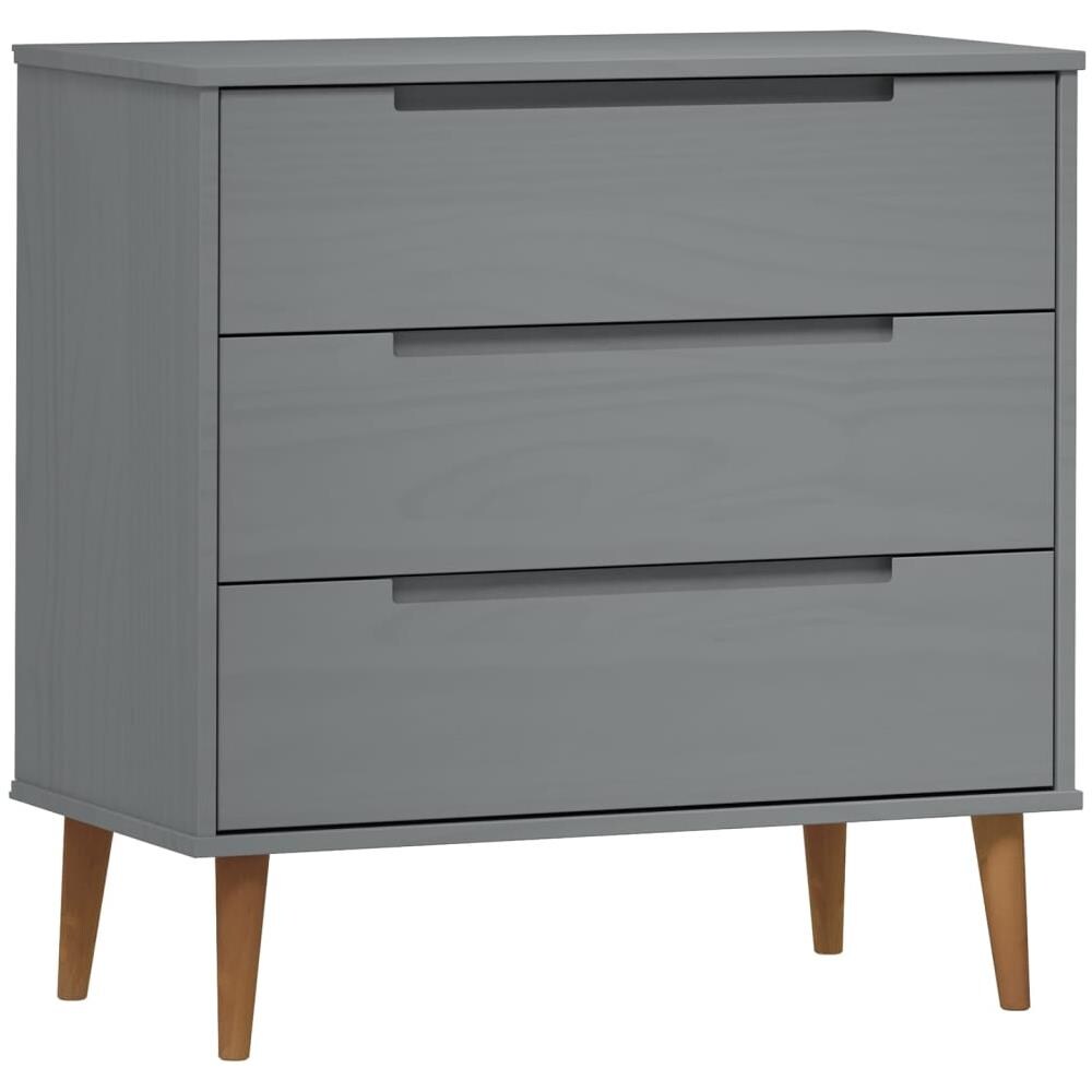 Cassettiera Grigia 80x40x80 Cm In Legno Massello Di Pino - Foto 2