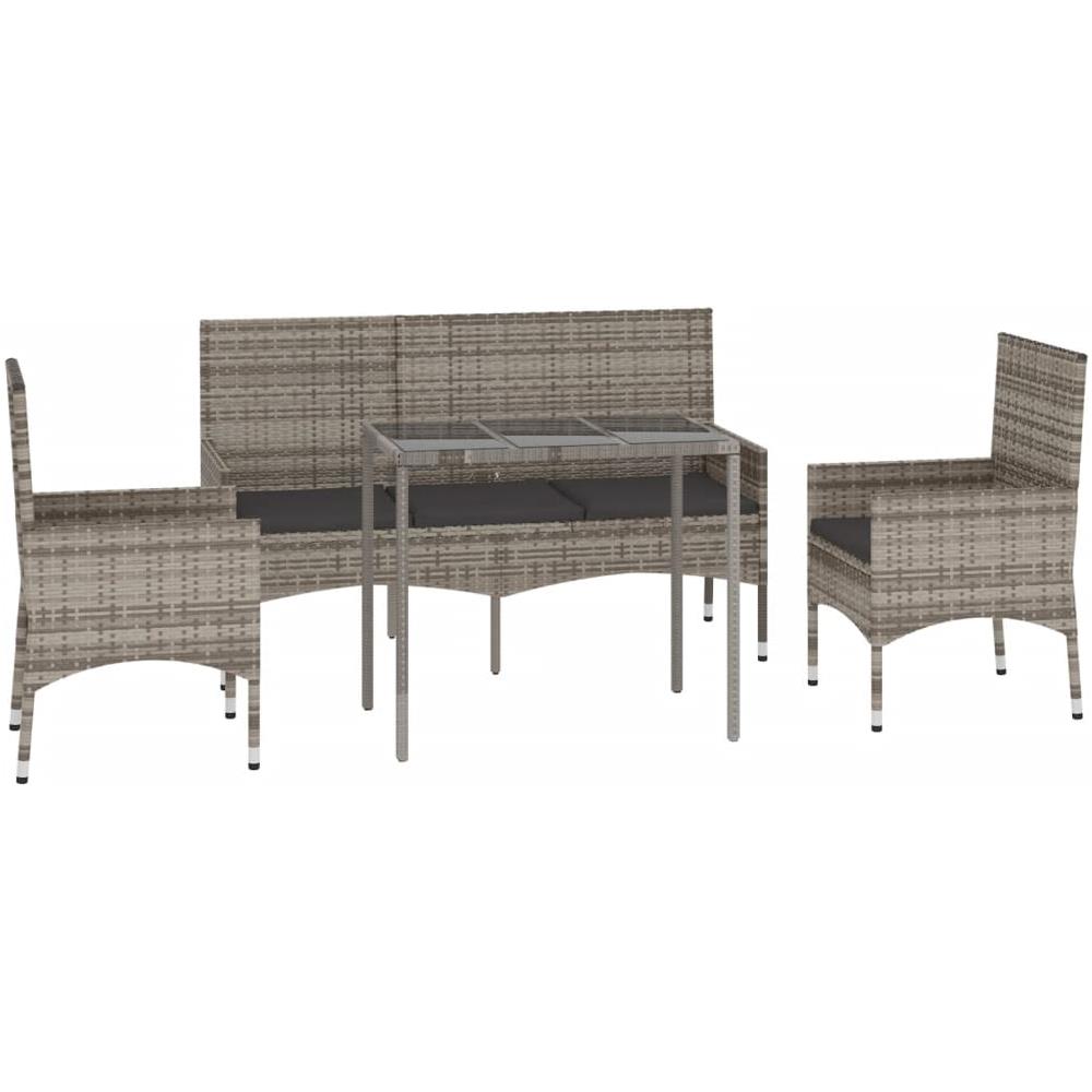 Set Divani Da Giardino 4 Pz Con Cuscini In Polyrattan Grigio - Foto 3