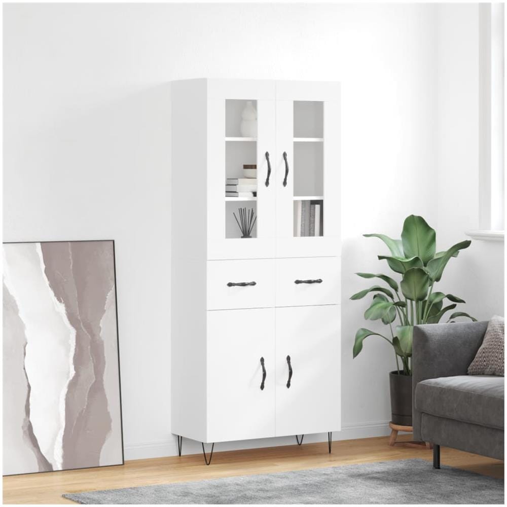 Credenza Bianca 69,5x34x180 Cm In Legno Multistrato - Foto 1
